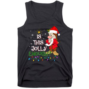 Is This Jolly Enough Grumpy Elf Pajama Christmas Lights Long Sleeve Tank Top