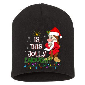 Is This Jolly Enough Grumpy Elf Pajama Christmas Lights Long Sleeve Short Acrylic Beanie