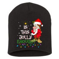 Is This Jolly Enough Grumpy Elf Pajama Christmas Lights Long Sleeve Short Acrylic Beanie