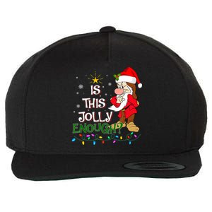 Is This Jolly Enough Grumpy Elf Pajama Christmas Lights Long Sleeve Wool Snapback Cap