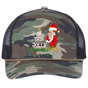 Is This Jolly Enough Grumpy Elf Pajama Christmas Lights Long Sleeve Retro Rope Trucker Hat Cap