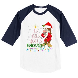 Is This Jolly Enough Grumpy Elf Pajama Christmas Lights Long Sleeve Baseball Sleeve Shirt