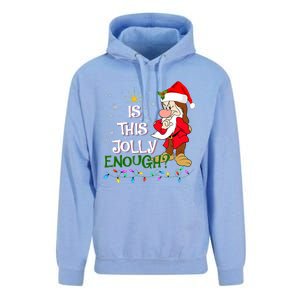 Is This Jolly Enough Grumpy Elf Pajama Christmas Lights Long Sleeve Unisex Surf Hoodie