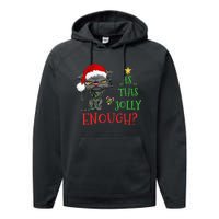 Is This Jolly Enough Cat Christmas Lights Bored Cat Funny Performance Fleece Hoodie