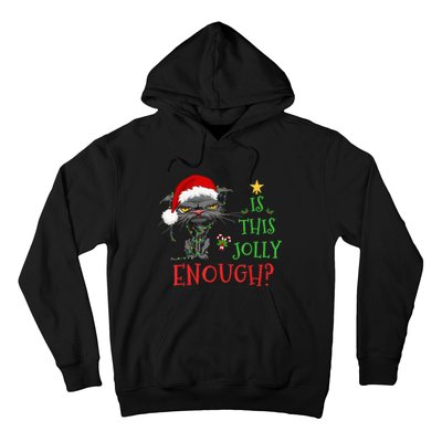 Is This Jolly Enough Cat Christmas Lights Bored Cat Funny Hoodie