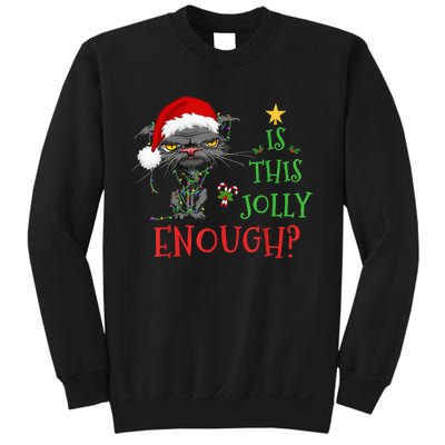 Is This Jolly Enough Cat Christmas Lights Bored Cat Funny Sweatshirt