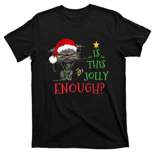 Is This Jolly Enough Cat Christmas Lights Bored Cat Funny T-Shirt