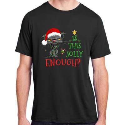 Is This Jolly Enough Cat Christmas Lights Bored Cat Funny Adult ChromaSoft Performance T-Shirt