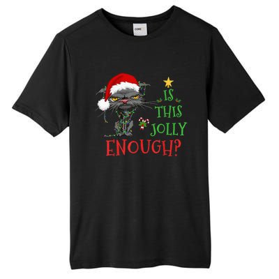 Is This Jolly Enough Cat Christmas Lights Bored Cat Funny Tall Fusion ChromaSoft Performance T-Shirt