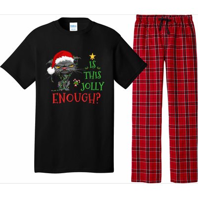 Is This Jolly Enough Cat Christmas Lights Bored Cat Funny Pajama Set