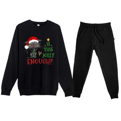 Is This Jolly Enough Cat Christmas Lights Bored Cat Funny Premium Crewneck Sweatsuit Set