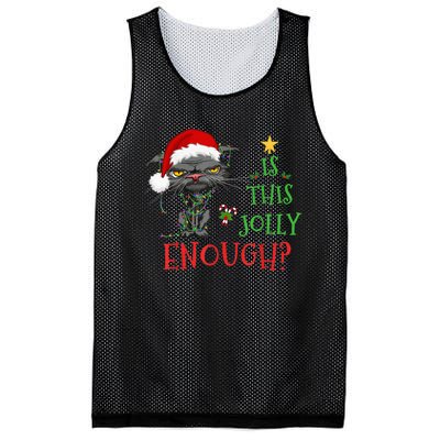 Is This Jolly Enough Cat Christmas Lights Bored Cat Funny Mesh Reversible Basketball Jersey Tank