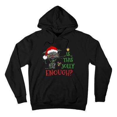 Is This Jolly Enough Cat Christmas Lights Bored Cat Funny Tall Hoodie