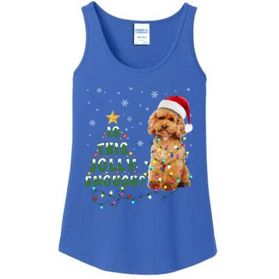 Is This Jolly Enough Santa Poodle Light Christmas Gift Ladies Essential Tank