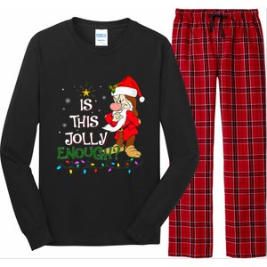 Is This Jolly Enough Grumpy Elf Pajama Christmas Lights Long Sleeve Pajama Set