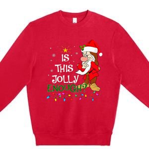 Is This Jolly Enough Grumpy Elf Pajama Christmas Lights Premium Crewneck Sweatshirt