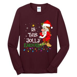 Is This Jolly Enough Grumpy Elf Pajama Christmas Lights Tall Long Sleeve T-Shirt