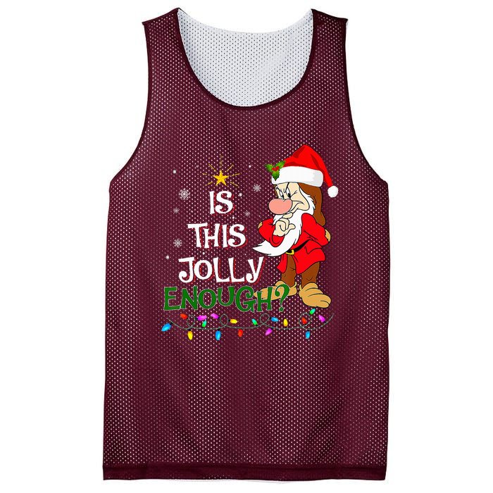 Is This Jolly Enough Grumpy Elf Pajama Christmas Lights Mesh Reversible Basketball Jersey Tank