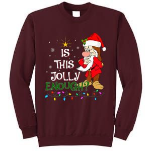 Is This Jolly Enough Grumpy Elf Pajama Christmas Lights Tall Sweatshirt