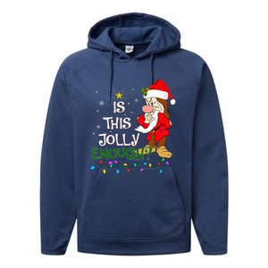 Is This Jolly Enough Grumpy Elf Pajama Christmas Lights Performance Fleece Hoodie