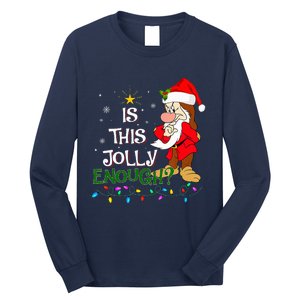 Is This Jolly Enough Grumpy Elf Pajama Christmas Lights Long Sleeve Shirt