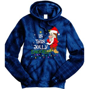 Is This Jolly Enough Grumpy Elf Pajama Christmas Lights Tie Dye Hoodie