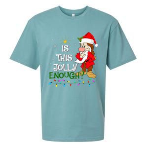 Is This Jolly Enough Grumpy Elf Pajama Christmas Lights Sueded Cloud Jersey T-Shirt