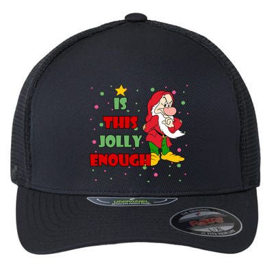 Is This Jolly Enough Funny Dwarf Christmas Flexfit Unipanel Trucker Cap