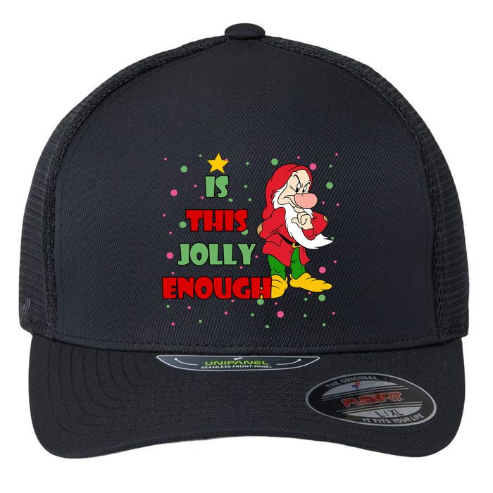 Is This Jolly Enough Funny Dwarf Christmas Flexfit Unipanel Trucker Cap