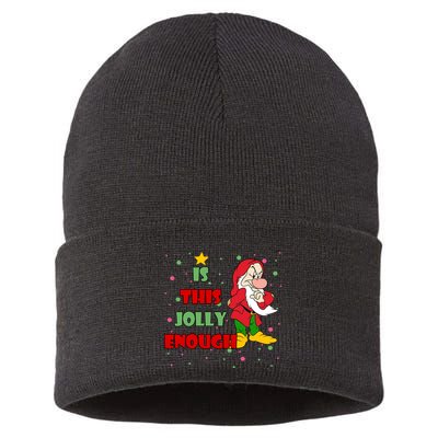 Is This Jolly Enough Funny Dwarf Christmas Sustainable Knit Beanie