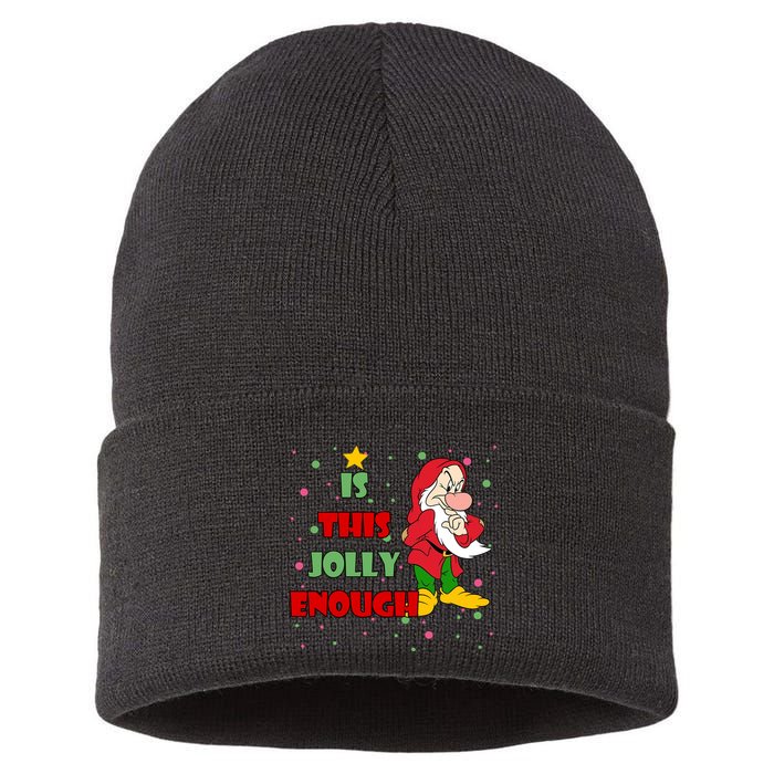 Is This Jolly Enough Funny Dwarf Christmas Sustainable Knit Beanie