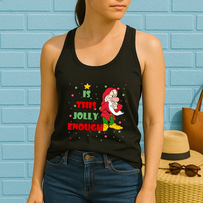 Is This Jolly Enough Funny Dwarf Christmas Womens Tank Top