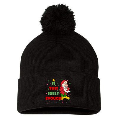 Is This Jolly Enough Funny Dwarf Christmas Pom Pom 12in Knit Beanie