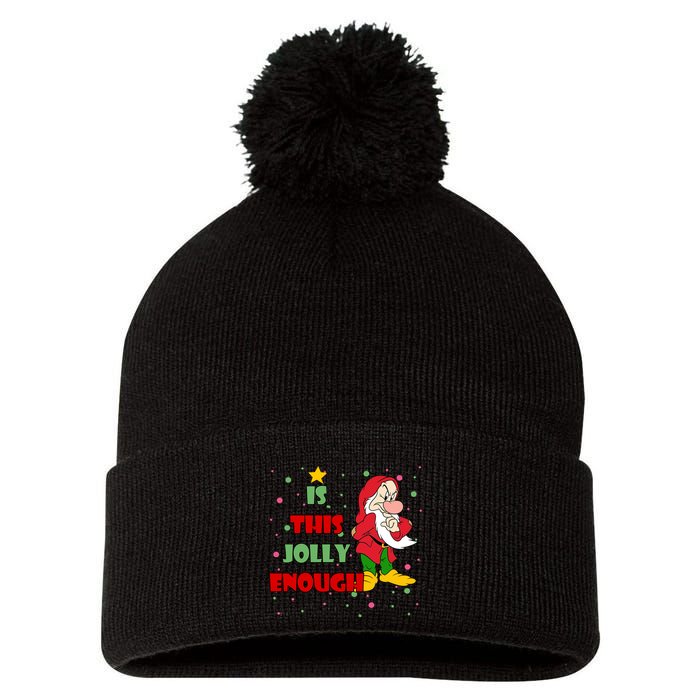 Is This Jolly Enough Funny Dwarf Christmas Pom Pom 12in Knit Beanie