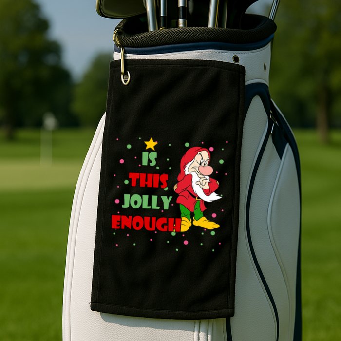 Is This Jolly Enough Funny Dwarf Christmas Golf Towel