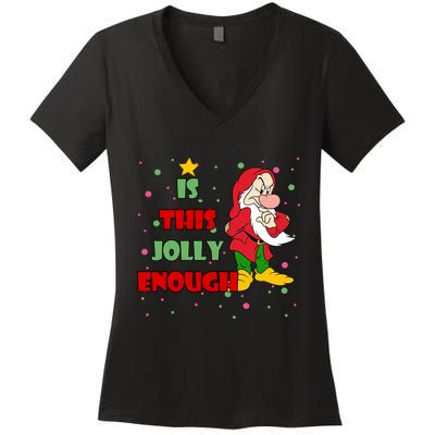Is This Jolly Enough Funny Dwarf Christmas Women's V-Neck T-Shirt
