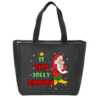Is This Jolly Enough Funny Dwarf Christmas Zip Tote Bag