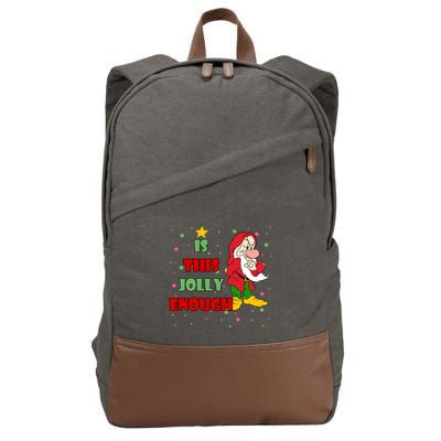Is This Jolly Enough Funny Dwarf Christmas Cotton Canvas Backpack