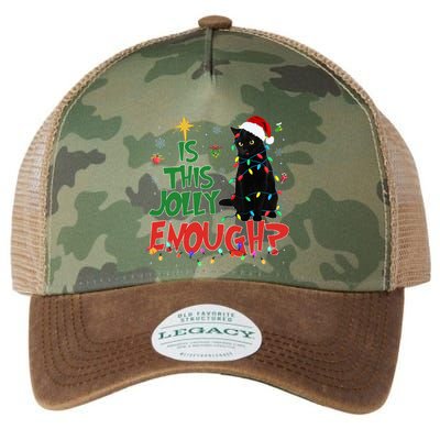 Is This Jolly Enough Black Cat Merry Christmas Tree Lights Legacy Tie Dye Trucker Hat