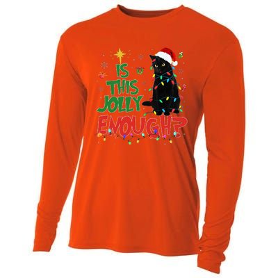 Is This Jolly Enough Black Cat Merry Christmas Tree Lights Cooling Performance Long Sleeve Crew