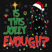 Is This Jolly Enough Black Cat Merry Christmas Tree Lights Ladies PosiCharge Tri-Blend Wicking Tank