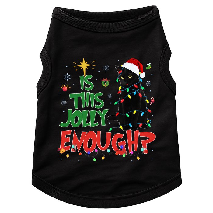 Is This Jolly Enough Black Cat Merry Christmas Tree Lights Doggie Tank