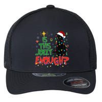 Is This Jolly Enough Black Cat Merry Christmas Tree Lights Flexfit Unipanel Trucker Cap