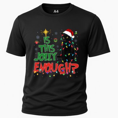 Is This Jolly Enough Black Cat Merry Christmas Tree Lights Performance Shirt