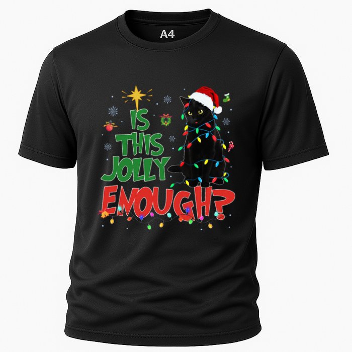 Is This Jolly Enough Black Cat Merry Christmas Tree Lights Performance Shirt