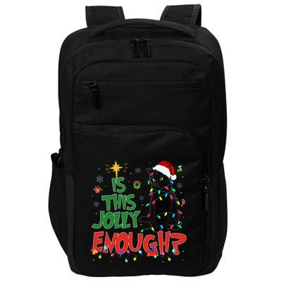 Is This Jolly Enough Black Cat Merry Christmas Tree Lights Impact Tech Backpack
