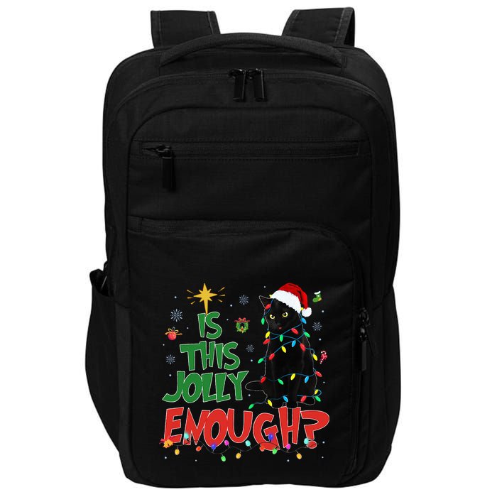 Is This Jolly Enough Black Cat Merry Christmas Tree Lights Impact Tech Backpack