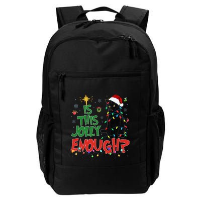 Is This Jolly Enough Black Cat Merry Christmas Tree Lights Backpack
