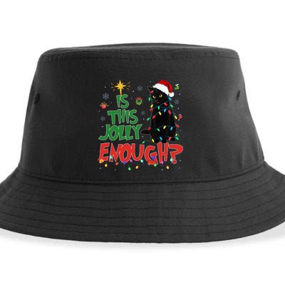 Is This Jolly Enough Black Cat Merry Christmas Tree Lights Sustainable Bucket Hat