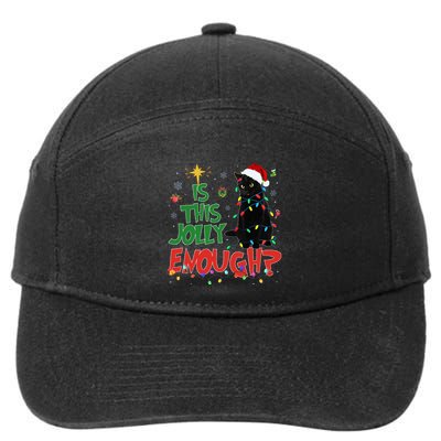 Is This Jolly Enough Black Cat Merry Christmas Tree Lights 7-Panel Snapback Hat